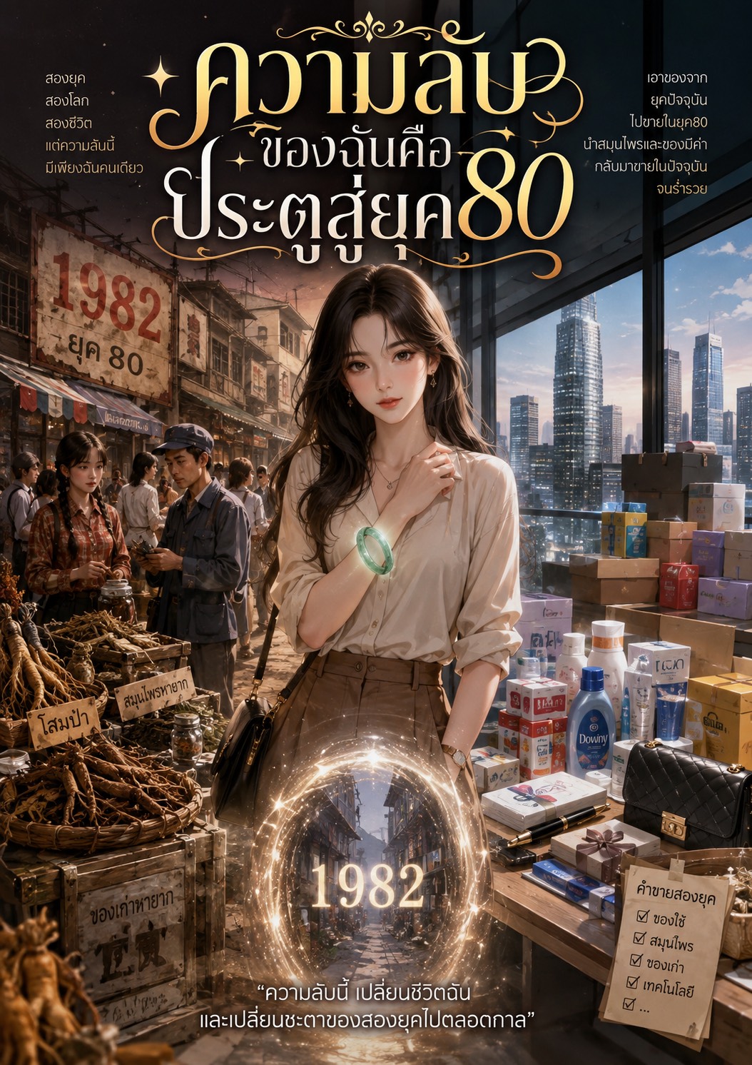 ปกนิยายเรื่อง ทะลุมิติรวยสองยุค